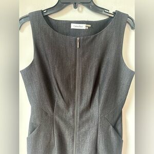 Calvin Klein Black Sheath Midi Dress Scoop Neck Sleeveless
